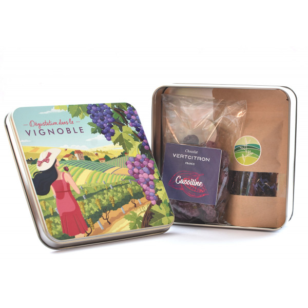 Coffret thé et chocolat - Boîte Vignoble Rouge