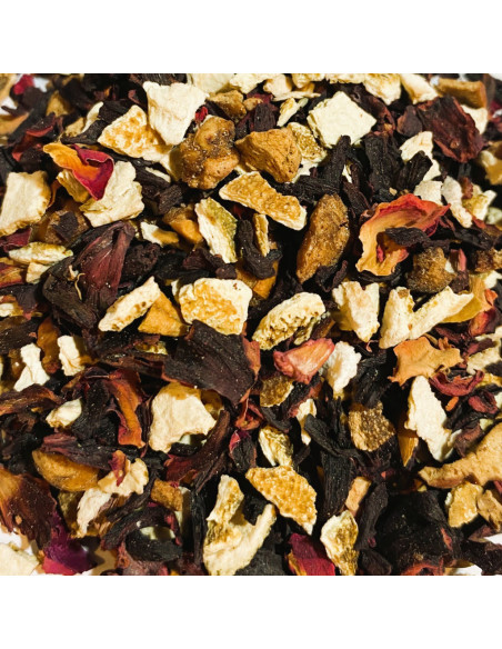 Infusion Hibiscus, Pomme, Orange, Cerise & Vanille – Chenapan - en vrac - zoom