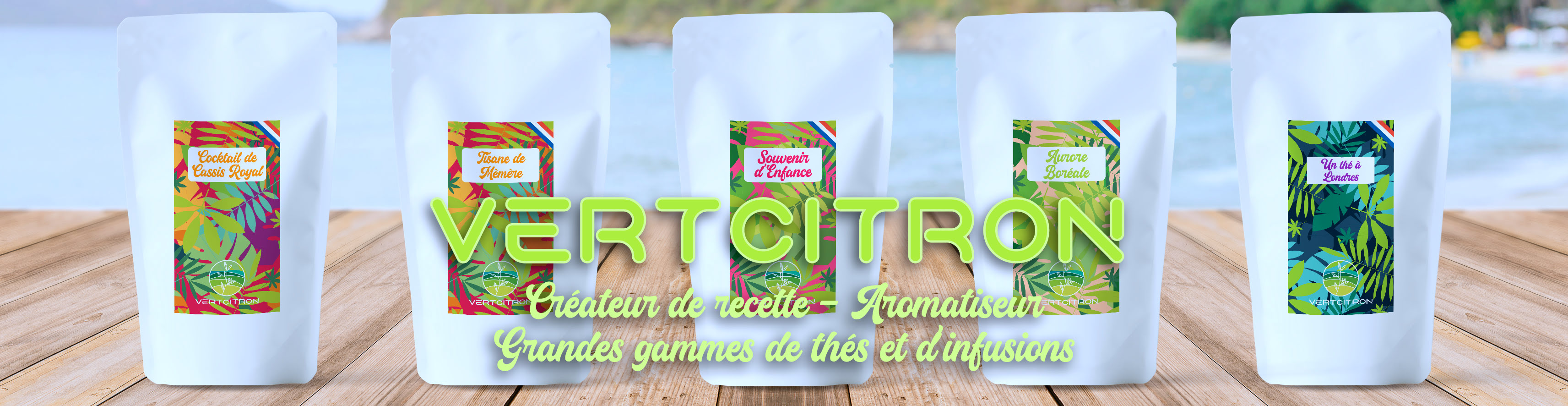 Collection de thés et infusions Vertcitron